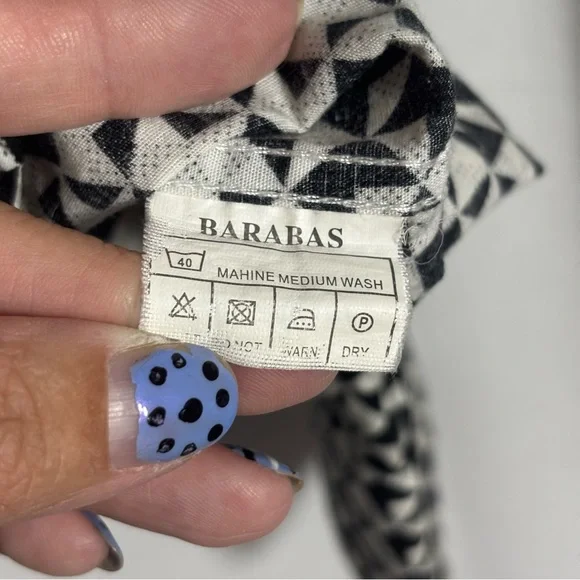 Barabas Button Down Black White Geometric Long Sleeve Shirt Men’s Sz. M - Picture 4 of 6